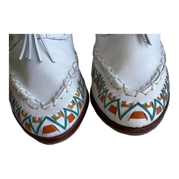 Vintage L J Simone Comanche White Ankle Boot Leather Southwest Size 8.5B - Picture 4 of 11